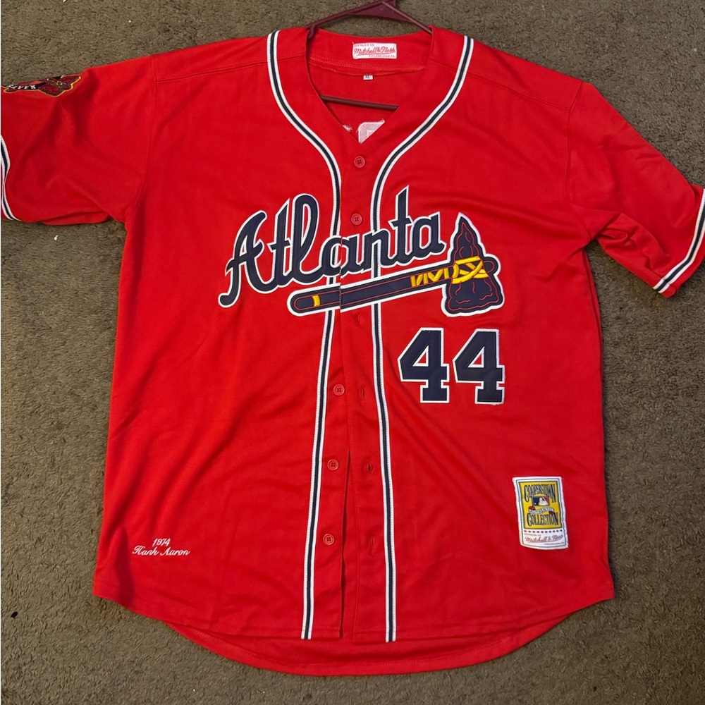 Mitchell & Ness Red Atlanta Braves Hank Aaron Jersey